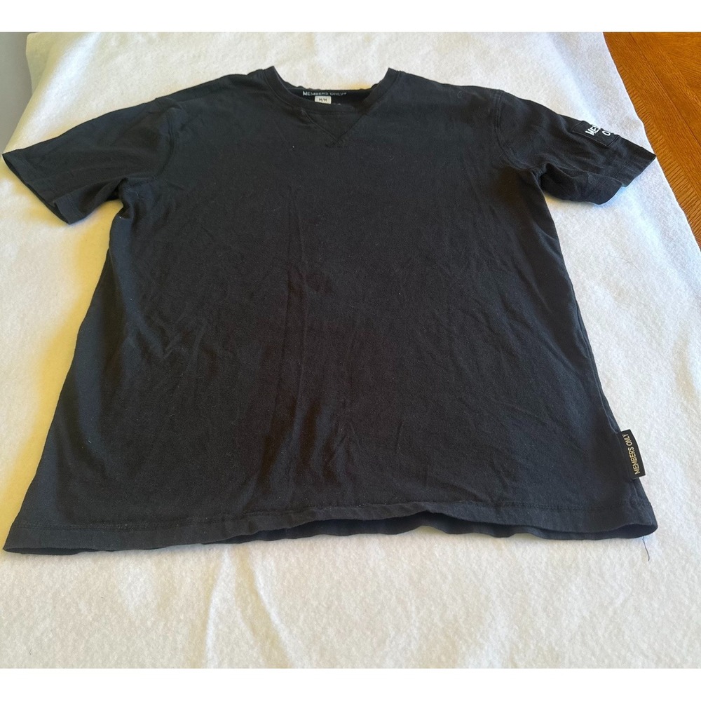 Members Only Black V Neck T Shirt Mens Size M Cotton Short Sleeve Basic Everyday